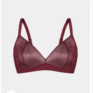 Knix Women's Gossamer Lace Bra in Dark Cherry size S+ NWT